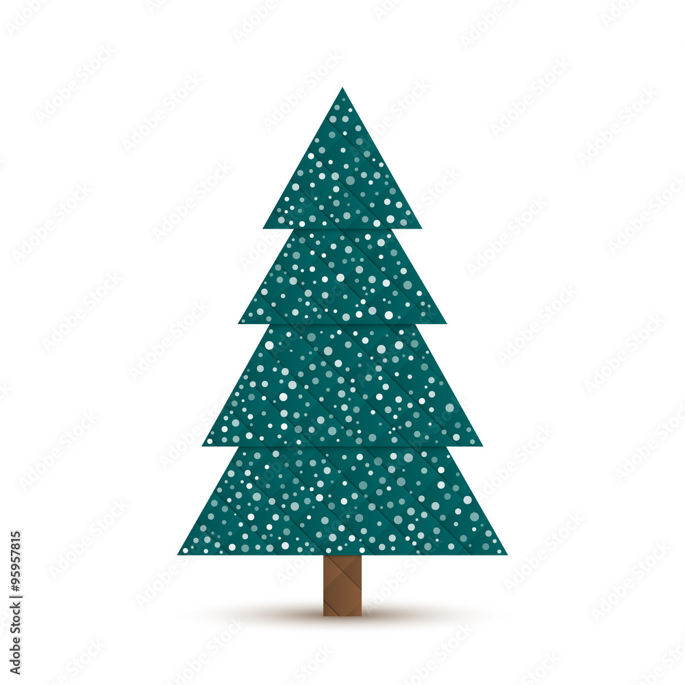 Fototapeta premium Abstract Fir Tree with Squares & Snow