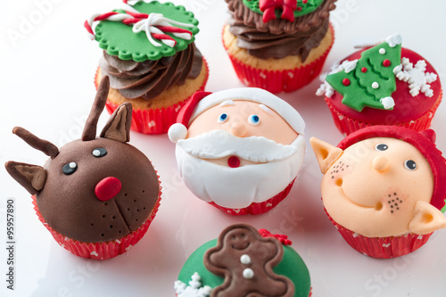 Colorful decorative Christmas cupcakes