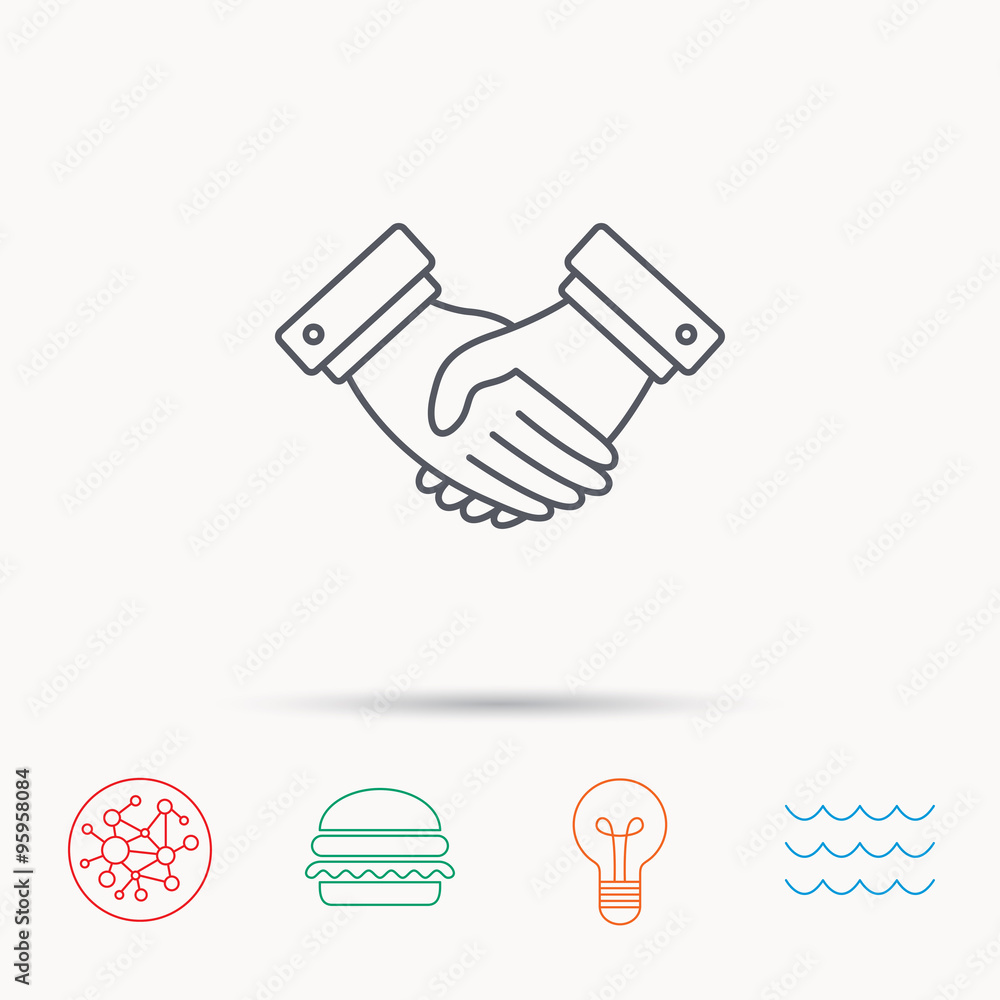 Handshake icon. Deal agreement sign. Handshake icon. Deal agreement sign.