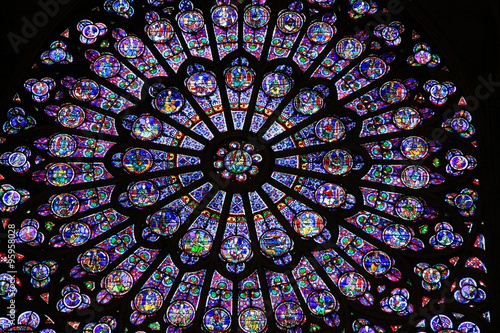 PARIS, FRANCE - DECEMBER 17, 2011: Rose window in Notre-Dame de Paris