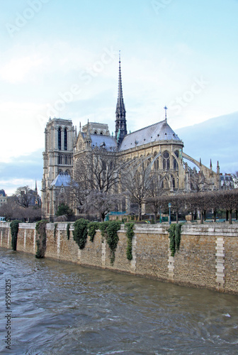 PARIS, FRANCE - DECEMBER 17, 2011: The southern facade of Notre-Dame de Paris