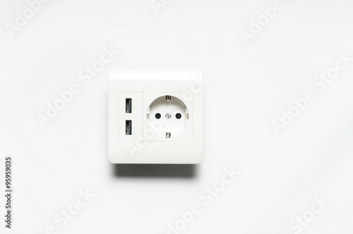 The power socket with two usb charger port.