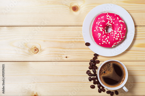Background with donut and coffee