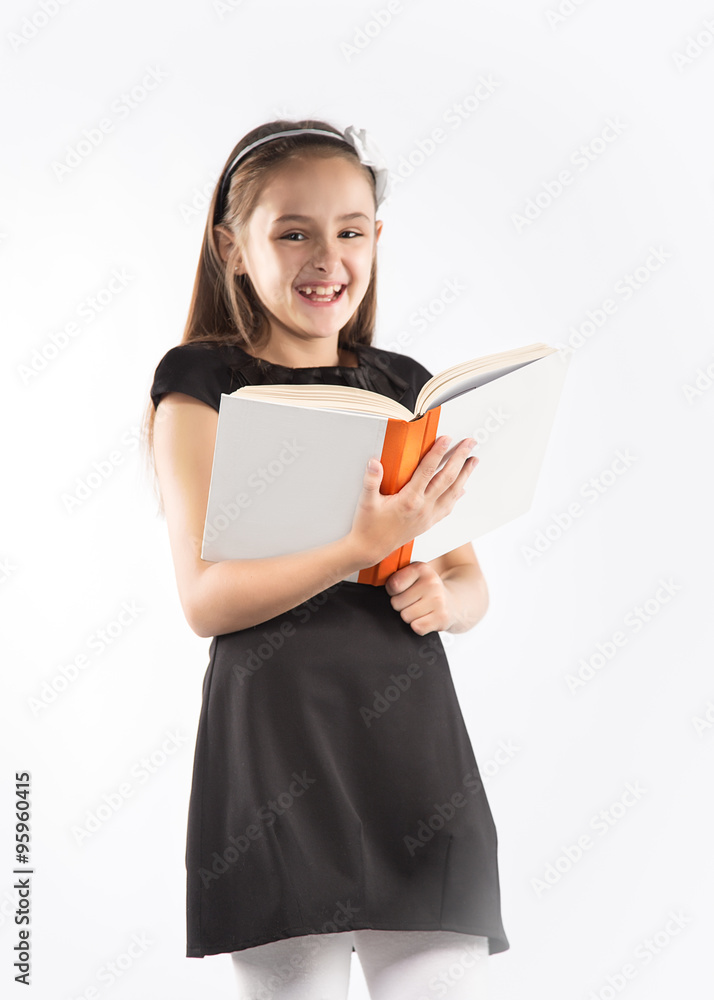 Little girl with a book Isolated on white Little girl with a book Isolated on white