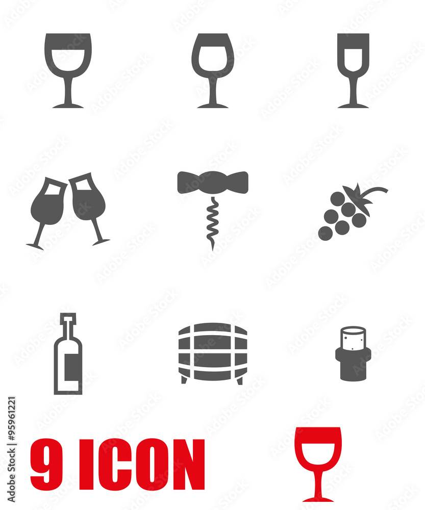 Vector grey wine icon set. Wine Icon Object, Wine Icon Picture, Wine Icon Image - stock vector Vector grey wine icon set. Wine Icon Object, Wine Icon Picture, Wine Icon Image - stock vector