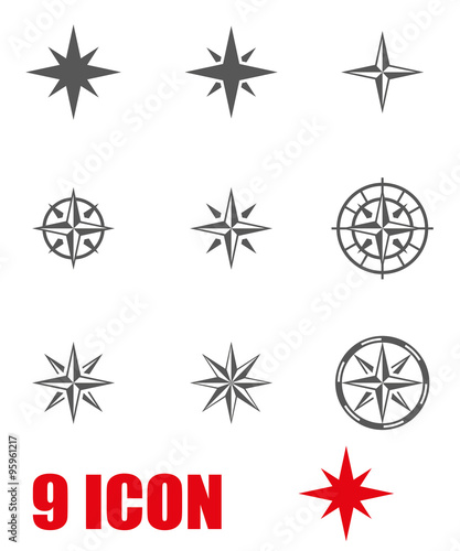 Vector grey  wind rose icon set. Wind Icon Object,  Wind Icon Picture, Wind Icon Image - stock vector