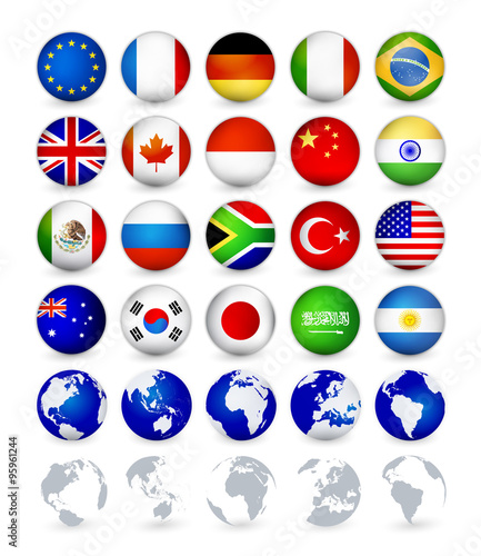 G20 country flags web buttons globes Free Download G20 country flags web buttons globes - GFXLoad