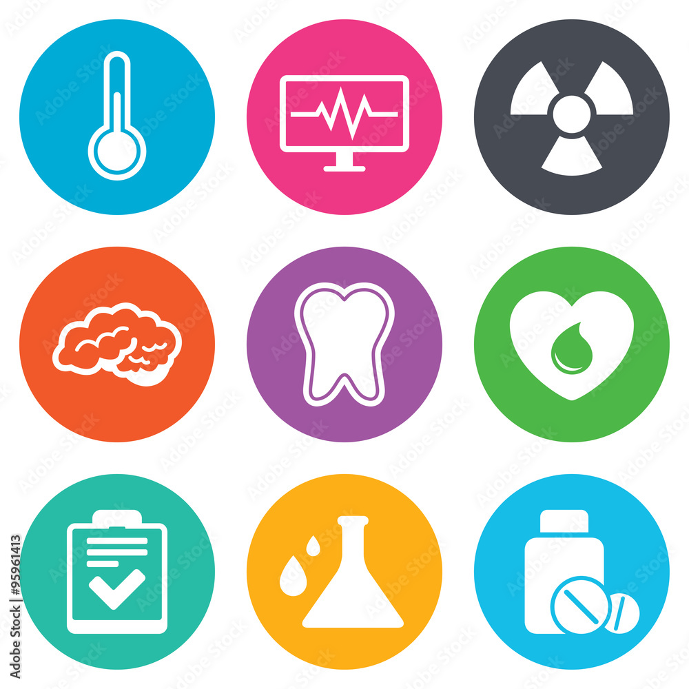 Medicine, medical health and diagnosis icons. Medicine, medical health and diagnosis icons.