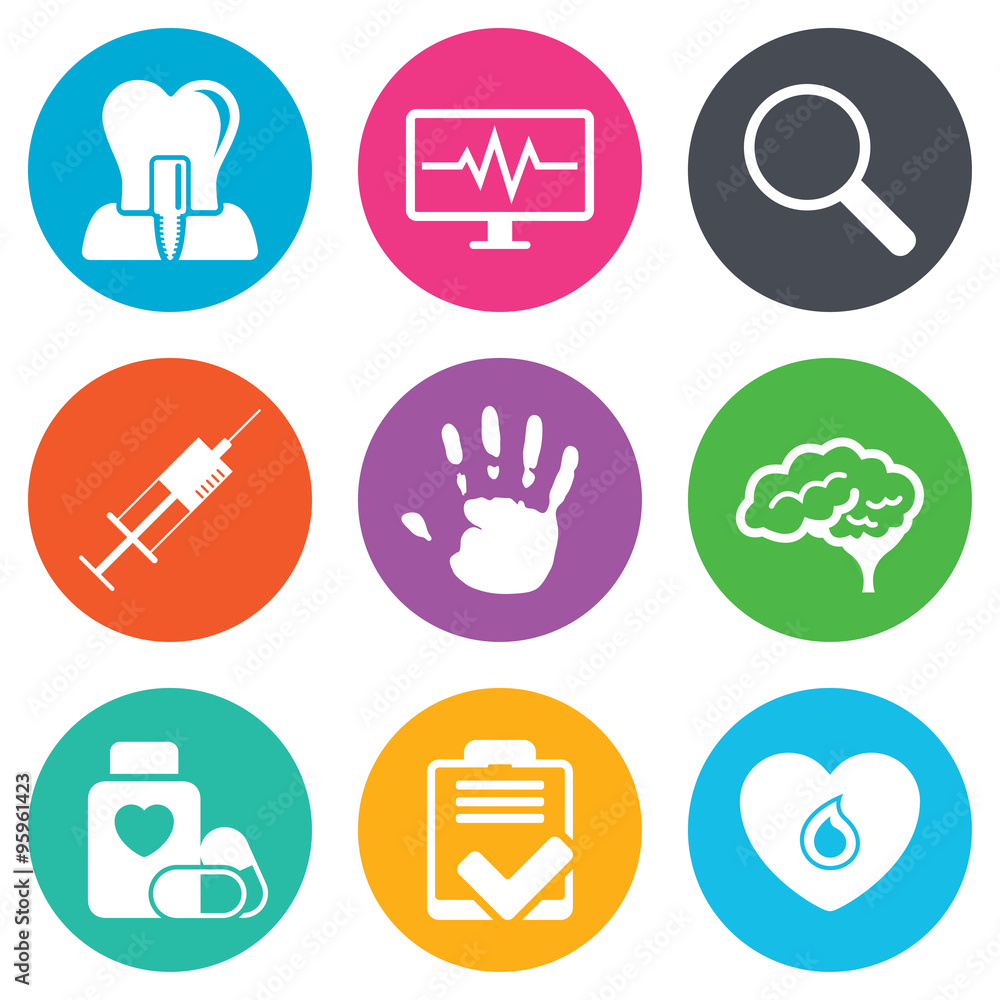 Medicine, medical health and diagnosis icons. Medicine, medical health and diagnosis icons.