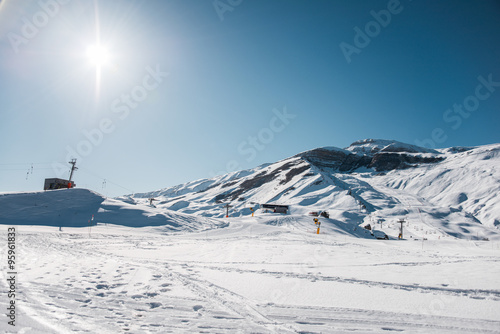 Winter mountains in Gusar region of Azerbaijan photo