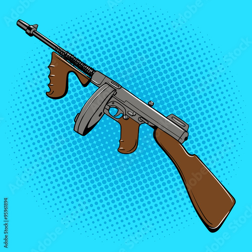 Automatic gun comic book style pop art vector