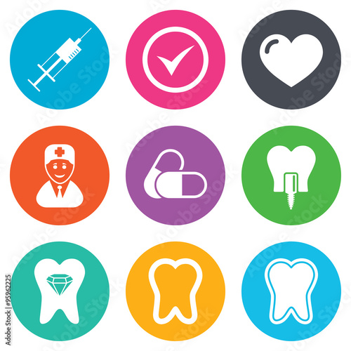 Tooth  dental care icons. Stomatology signs.