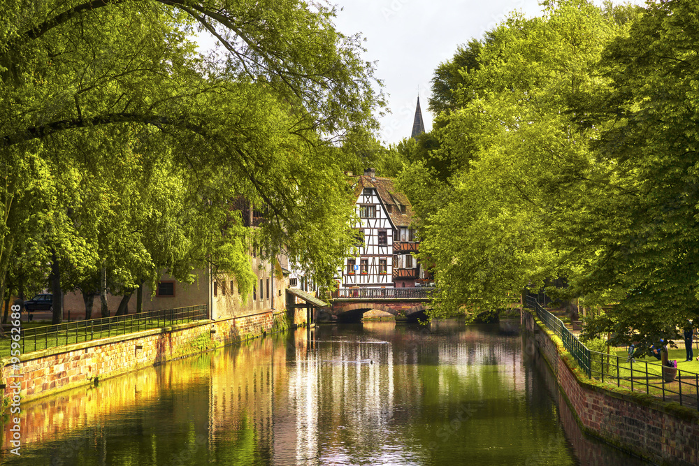 Strasbourg, water canal in Petite France area, Unesco site. Alsa