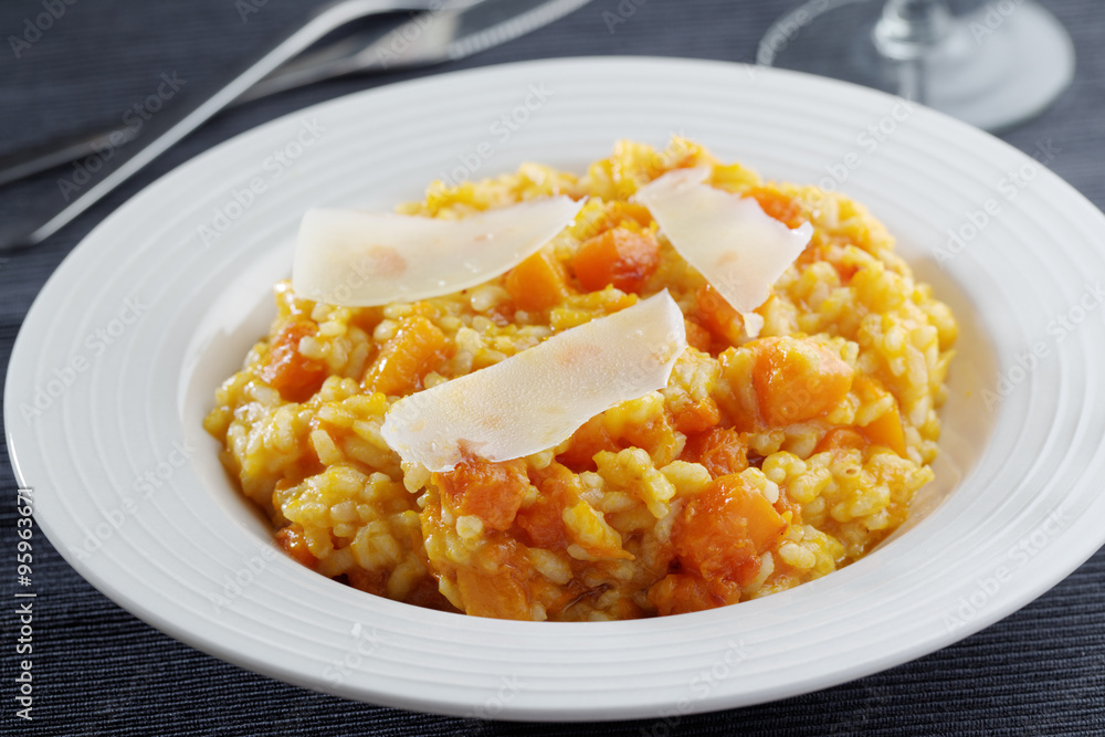 Pumpkin risotto with Parmesan cheese Pumpkin risotto with Parmesan cheese