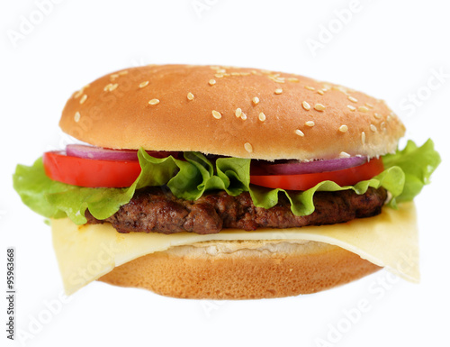 Cheeseburger isolated on white