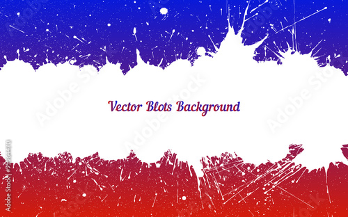 Vector white ink splashes over blue red