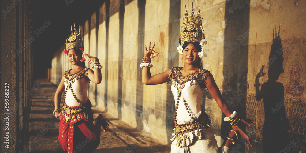 Obraz premium Aspara Dancer Angkor Wat Sepia Toned Traditional Concept