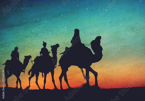 Konstfotografi Three Kings Desert Star of Bethlehem Nativity Concept