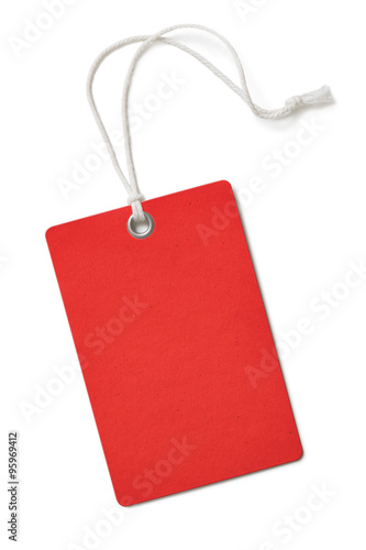 Red cardboard price or sale tag isolated