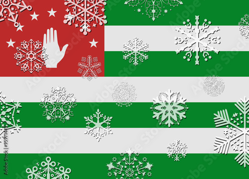 abkhazia flag with snowflakes