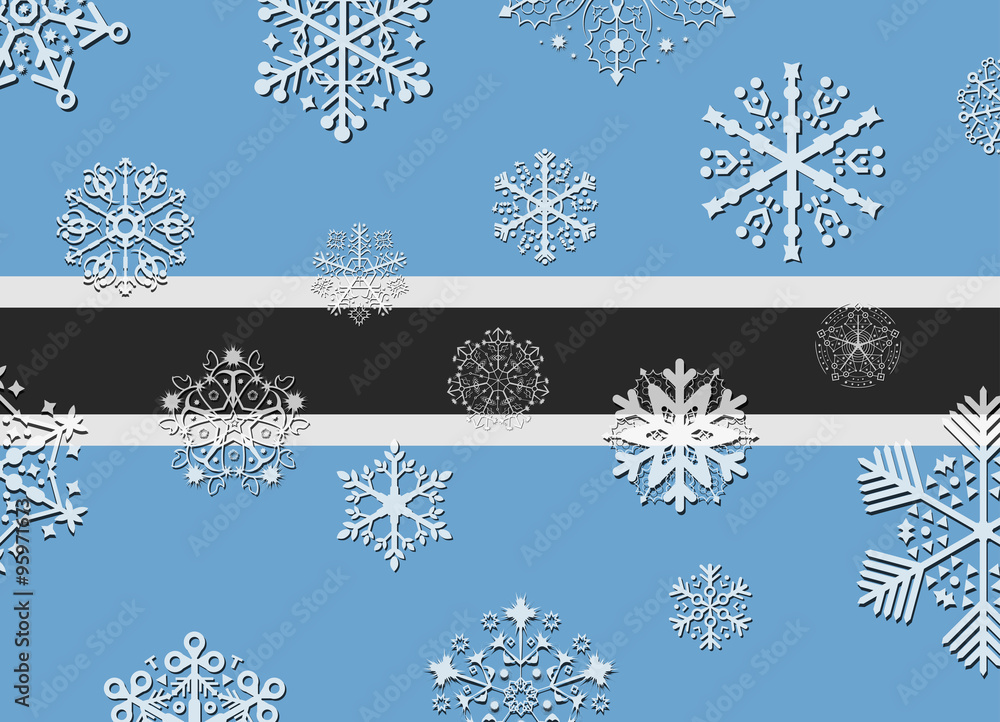 botswana flag with snowflakes