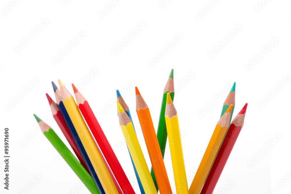 Multicolored pencils isolated on white background Multicolored pencils isolated on white background