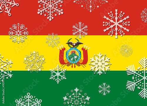 bolivia flag with snowflakes