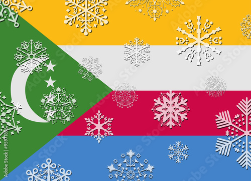 comoros flag with snowflakes