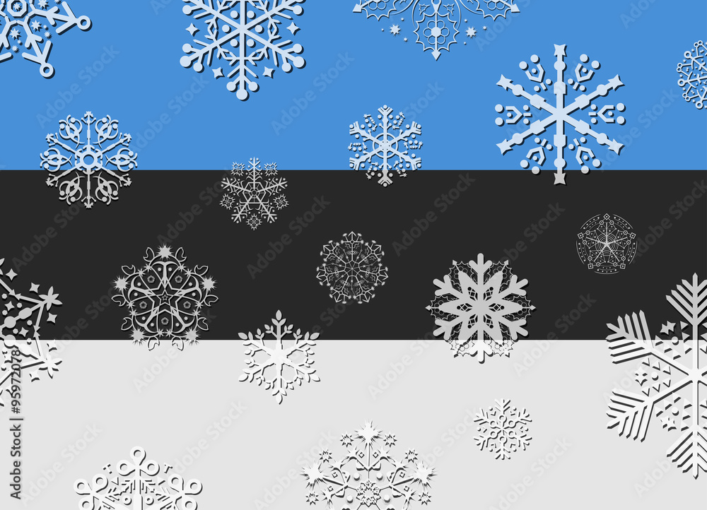 estonia flag with snowflakes