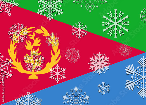 eritrea flag with snowflakes