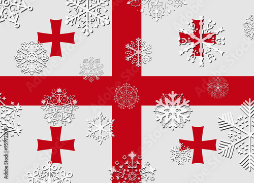 georgia flag with snowflakes