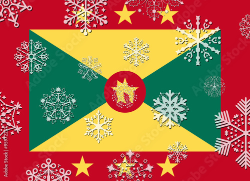 grenada flag with snowflakes