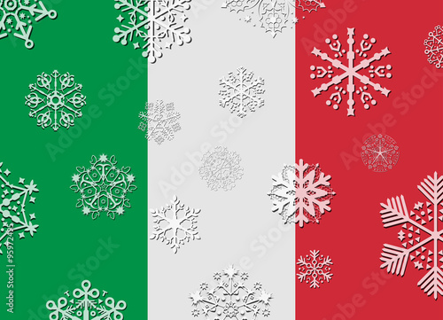 italy flag with snowflakes