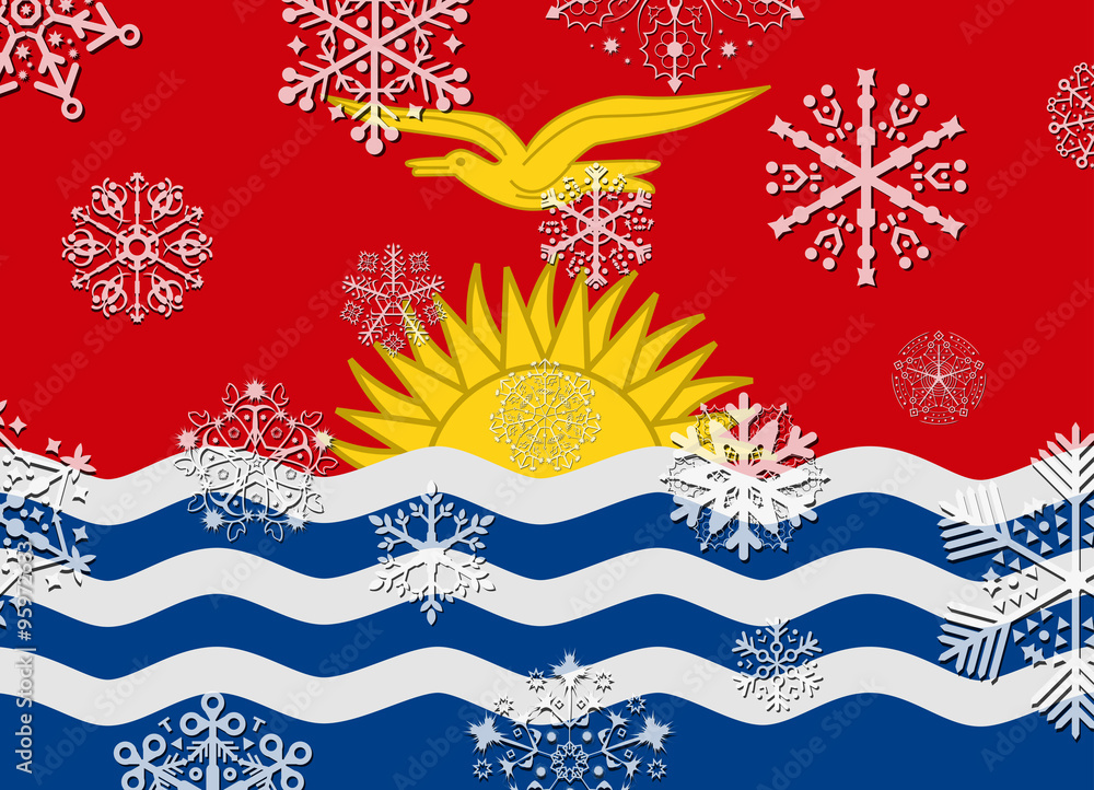 kiribati flag with snowflakes kiribati flag with snowflakes