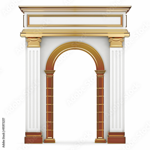 Composite Arch With Gold Elements Isolated on White
