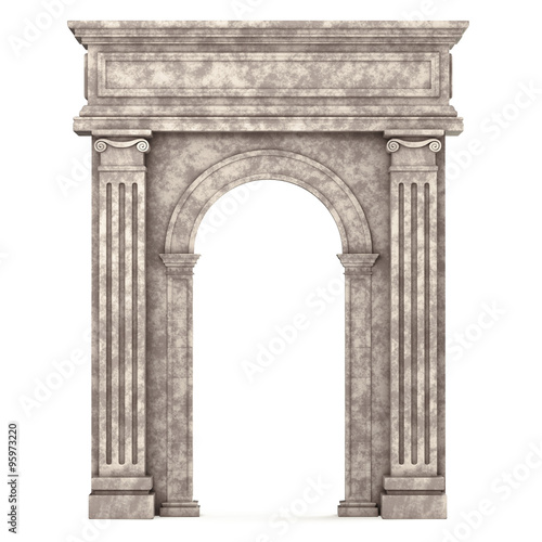 Beige Marble Composite Arch Isolated on White