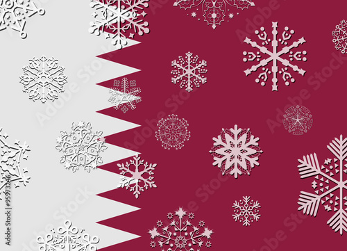 qatar flag with snowflakes