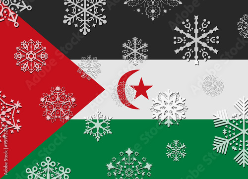 sahrawi flag with snowflakes