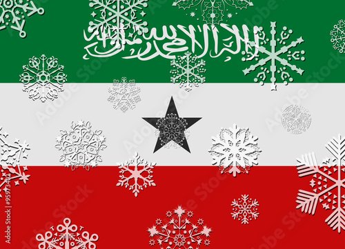 somaliland flag with snowflakes