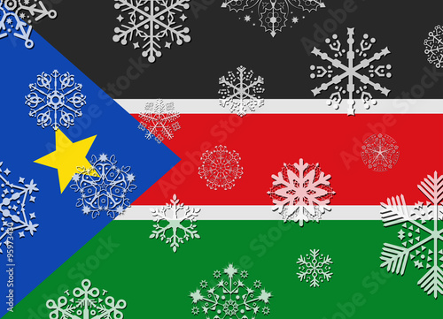 south sudan flag with snowflakes