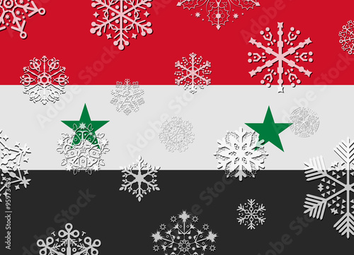 syria flag with snowflakes