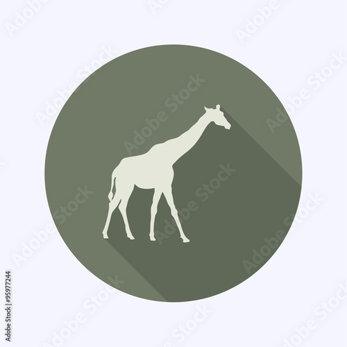 Flat Design icon, giraffe, vector 
