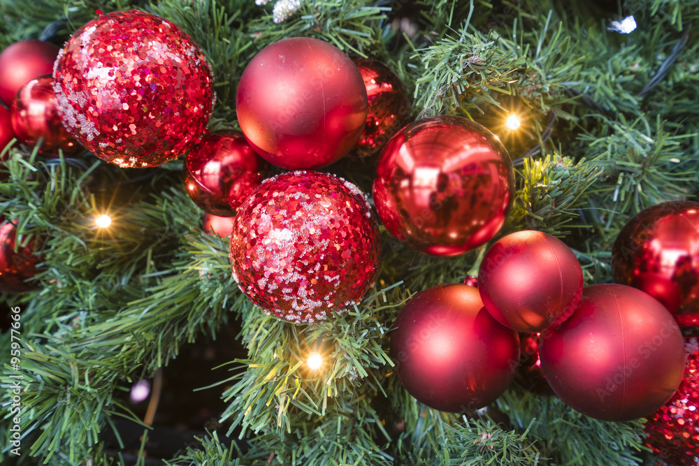 Christmas tree background with baubles
