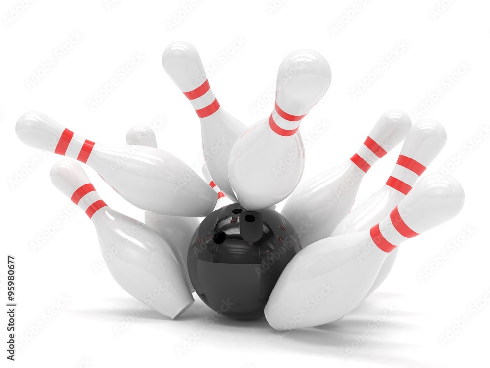 Bowling ball and skittles isolated Bowling ball and skittles isolated