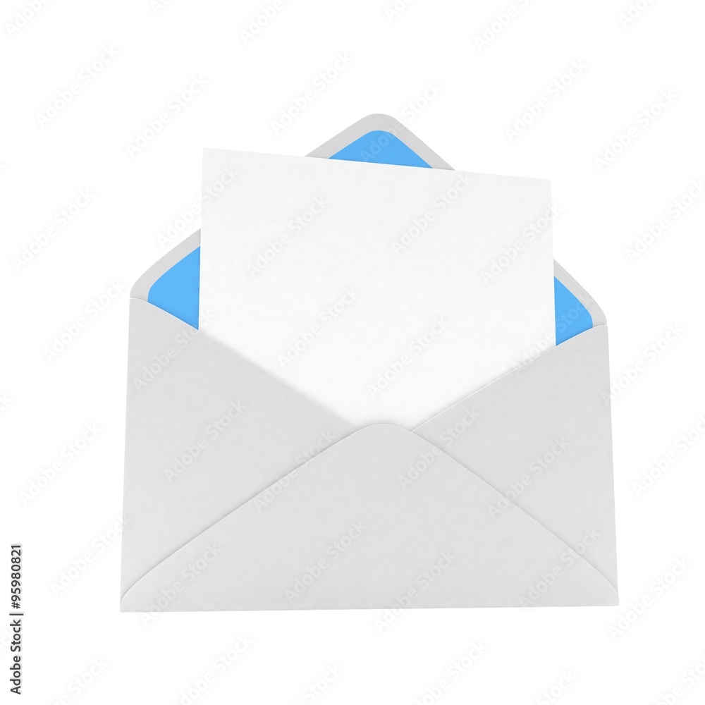 open mail with white blank open mail with white blank