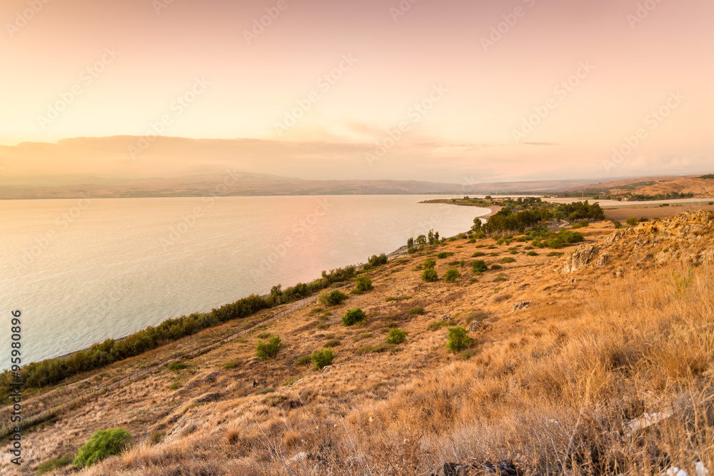 Panorama of east side of The Galilee Sea