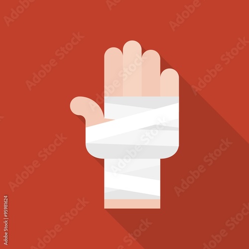 Vector hand and bandage icon, flat design