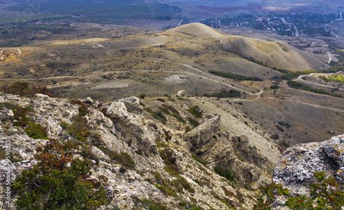 Autumn mountain landscape in Crimea.The view from the top.