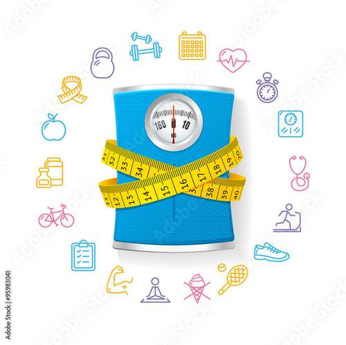 Bathroom Scale. Fitness Concept. Vector