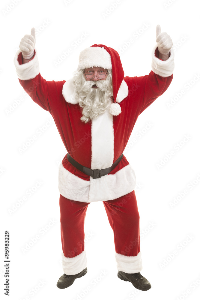 Santa Claus standing isolated on white background and thumbs up Santa Claus standing isolated on white background and thumbs up